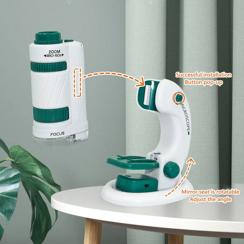 Kids Pocket Microscope Toy Kit 60-120x