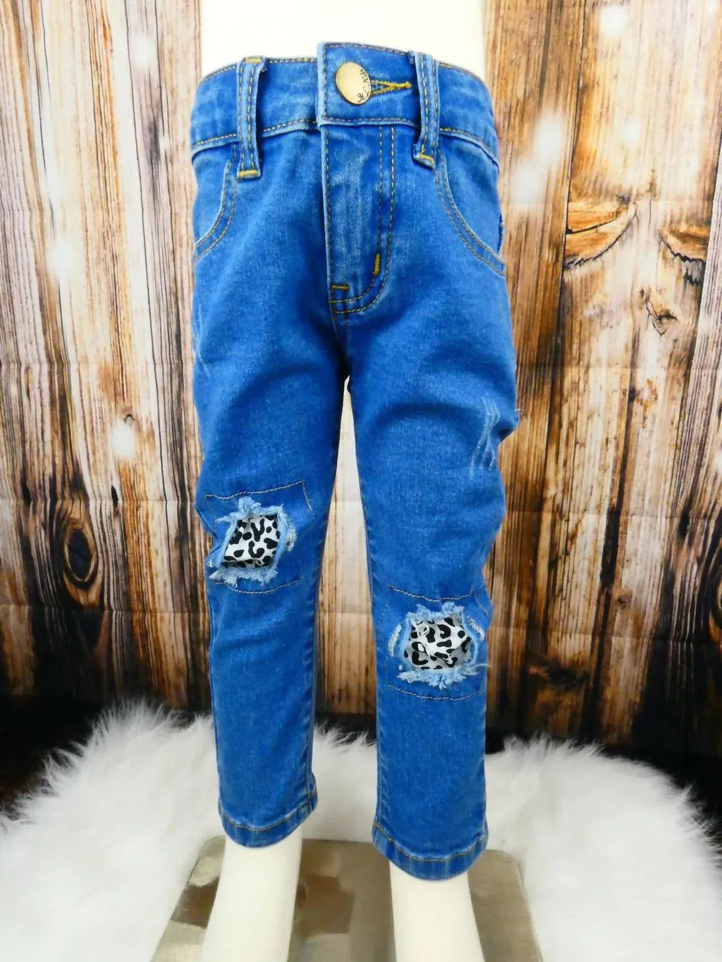 Kid's Leopard Patch Jeans