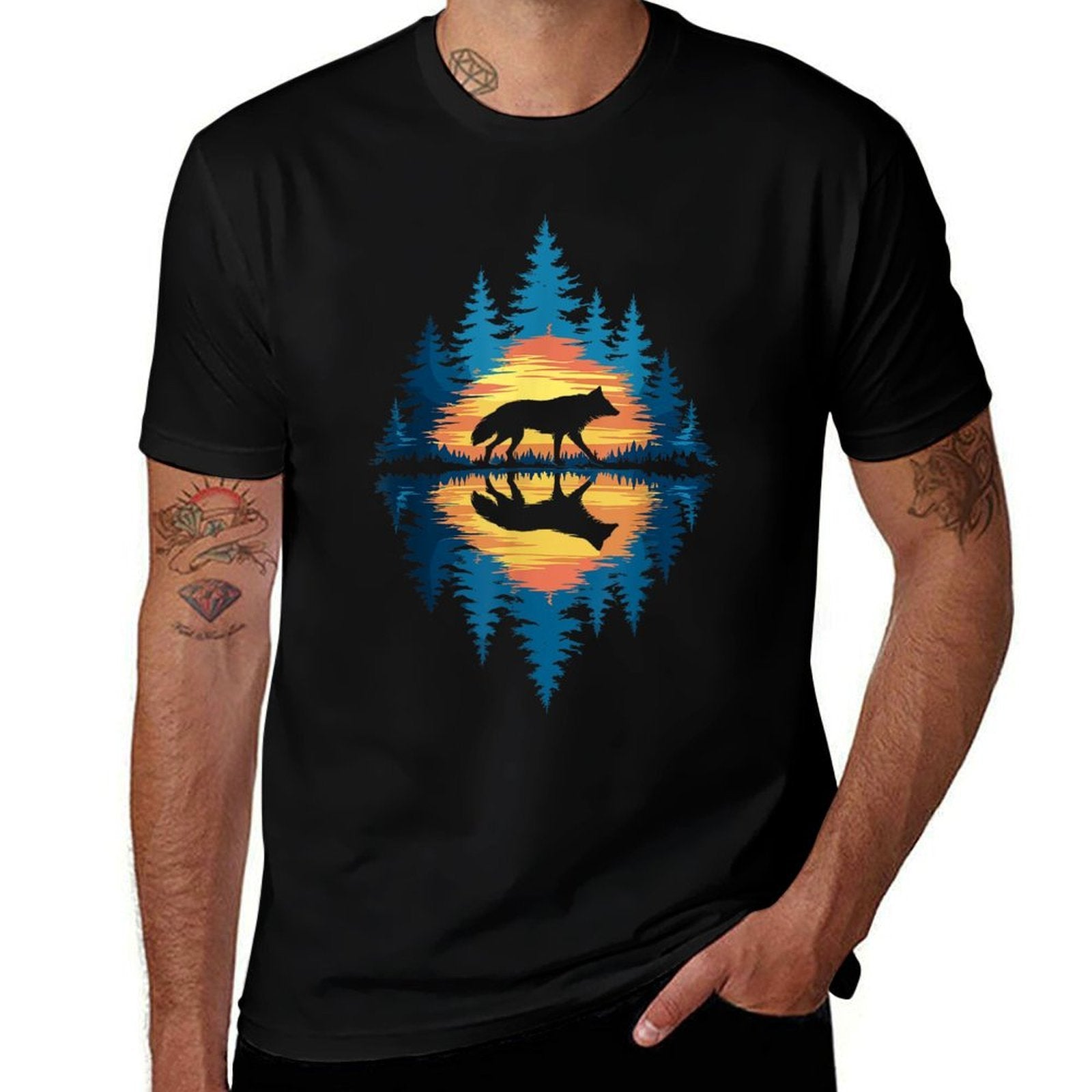 Wolf Forest Nature Wildlife Outdoor Men Women Kids Boys  Stretchy T-Shirt