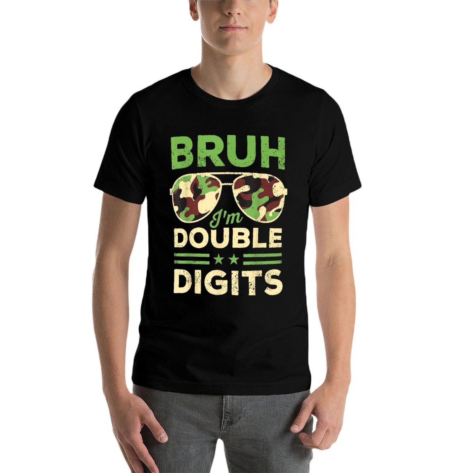 Bruh I'm Double Digits Camo 10th Birthday 10 Year Old Boys  Eco-friendly Material T-Shirt