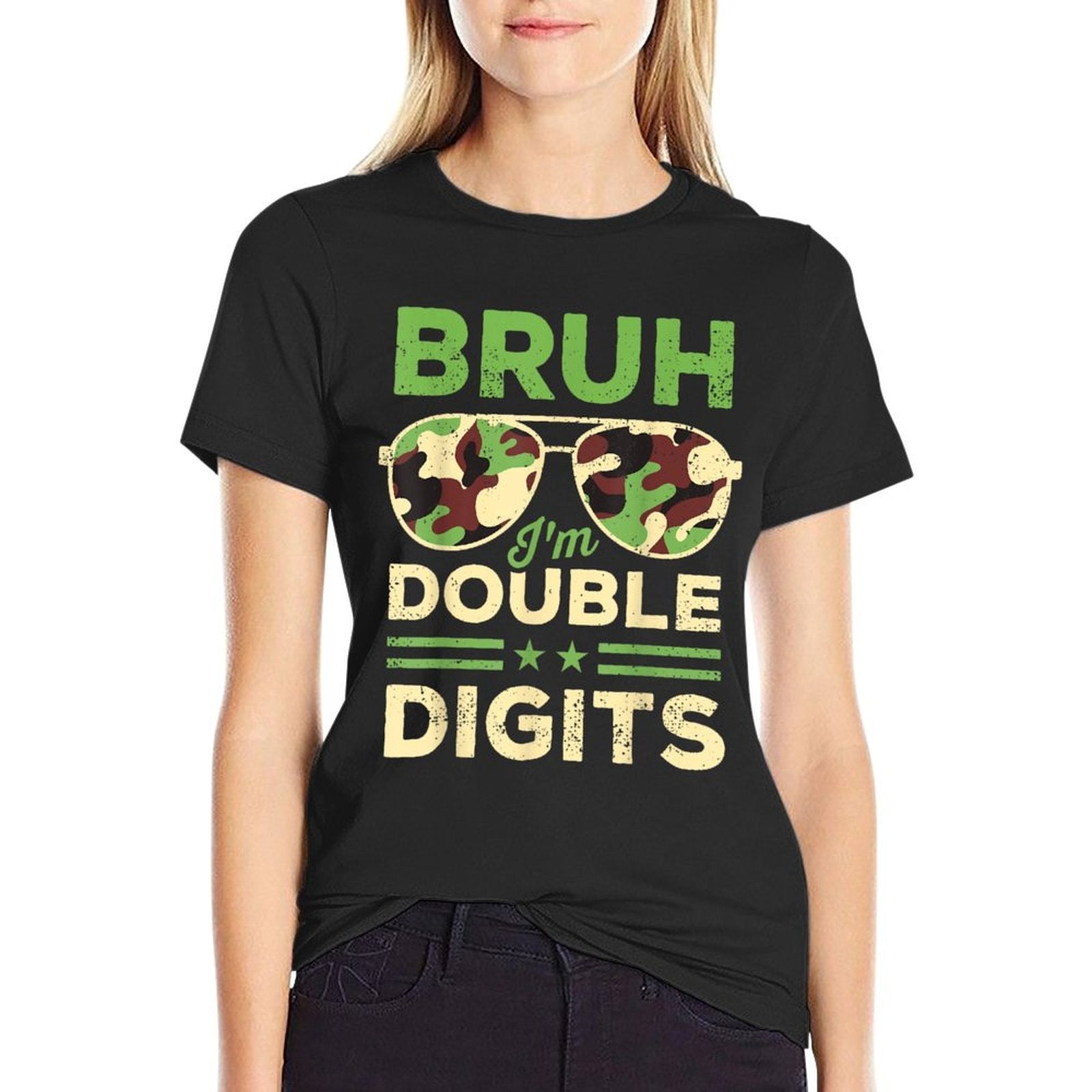 Bruh I'm Double Digits Camo 10th Birthday 10 Year Old Boys  Eco-friendly Material T-Shirt
