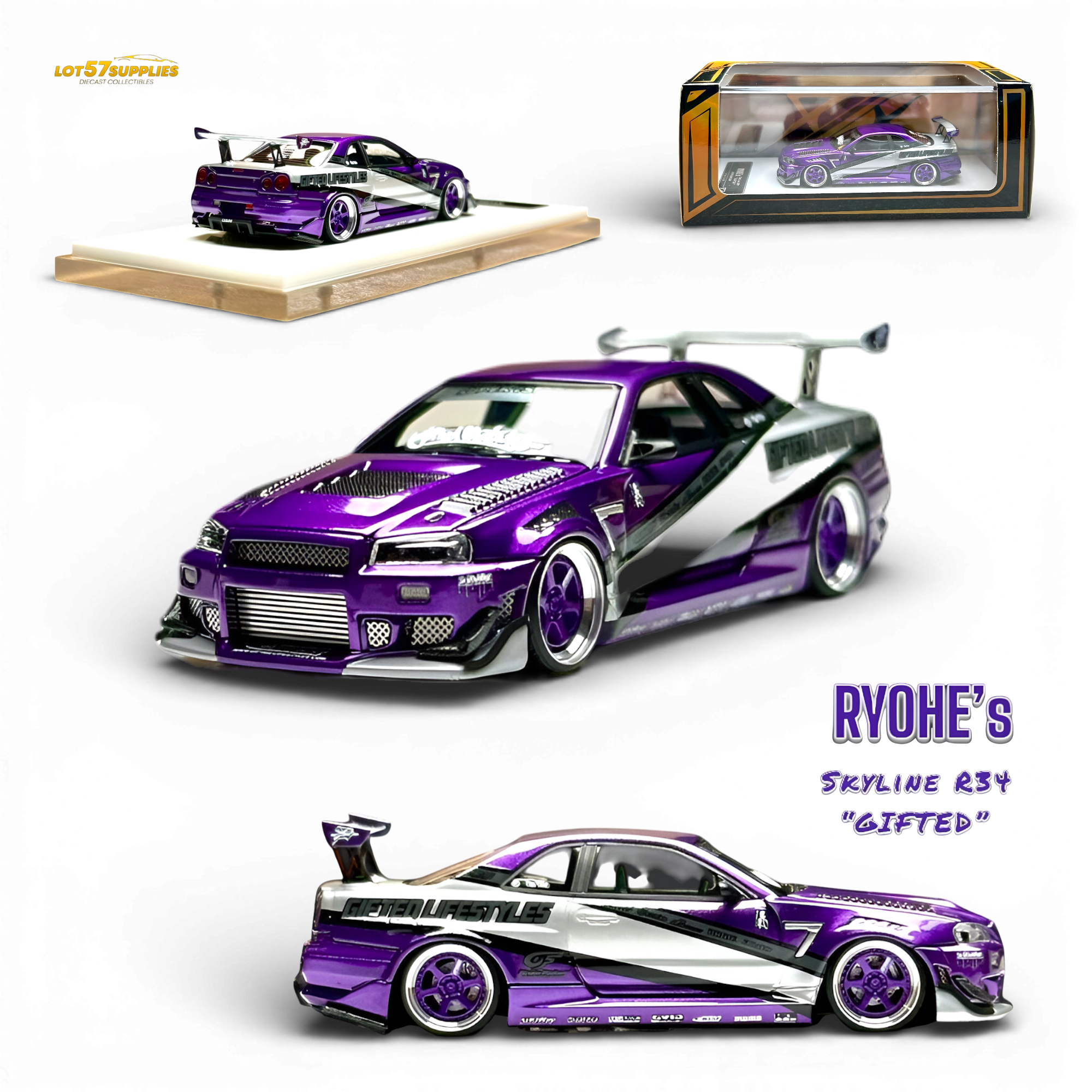 404ERROR x LOT 57 RYOHE's Skyline R34 "GIFTED" Resin 1:64