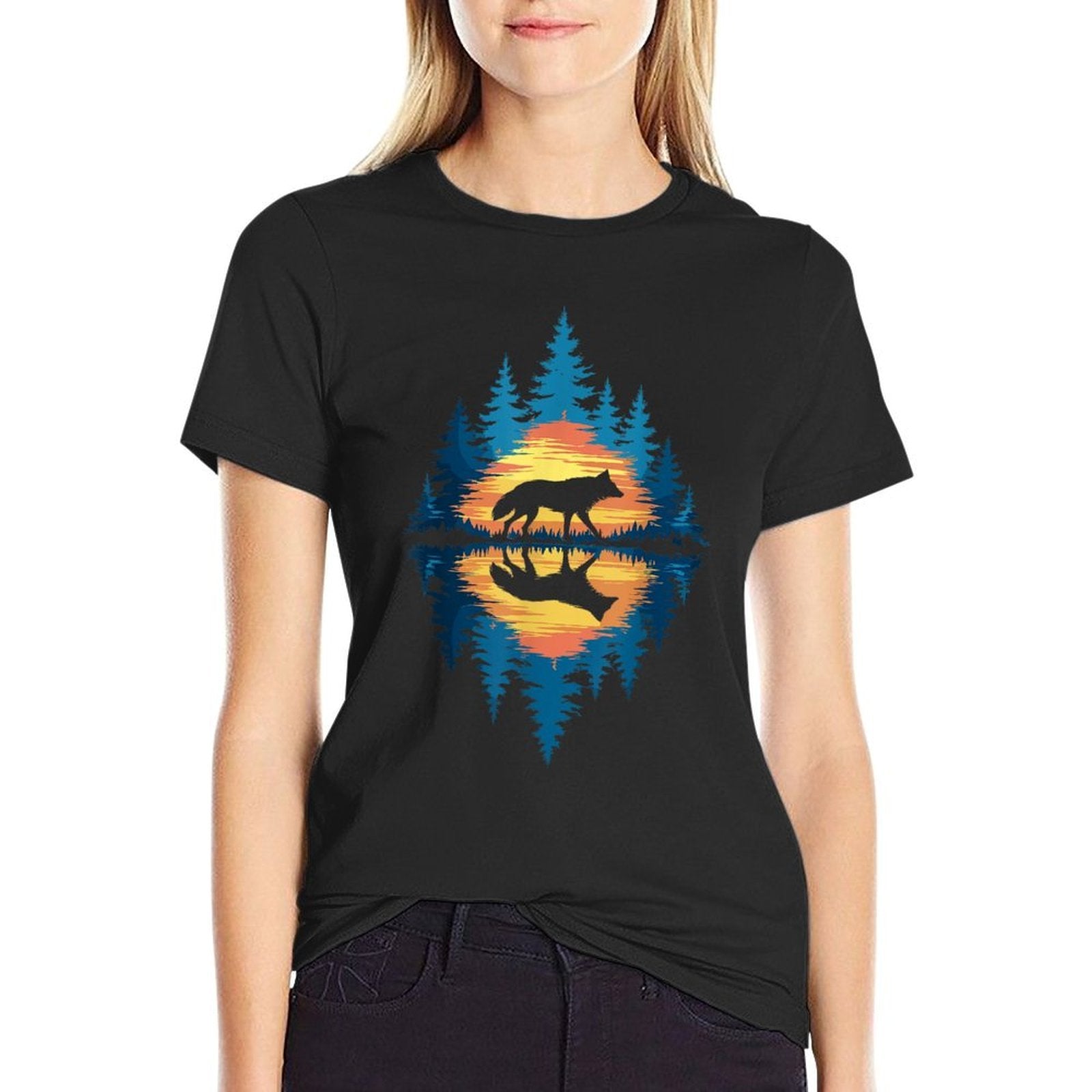 Wolf Forest Nature Wildlife Outdoor Men Women Kids Boys  Stretchy T-Shirt