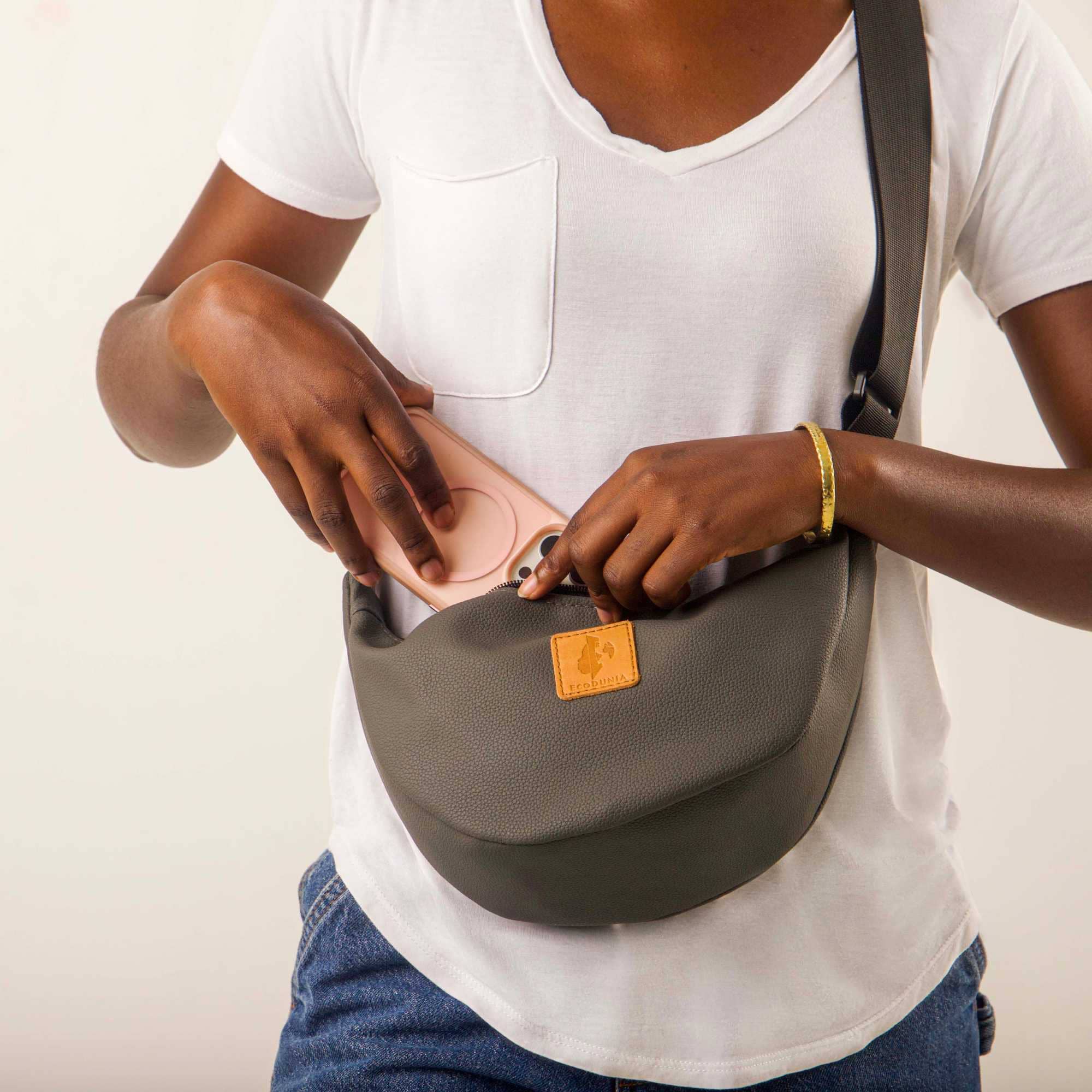 Round Mini Vegan Leather Crossbody Shoulder Bag