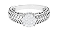 Round Cut Real Diamond Engagement Ring with Filigree Shank