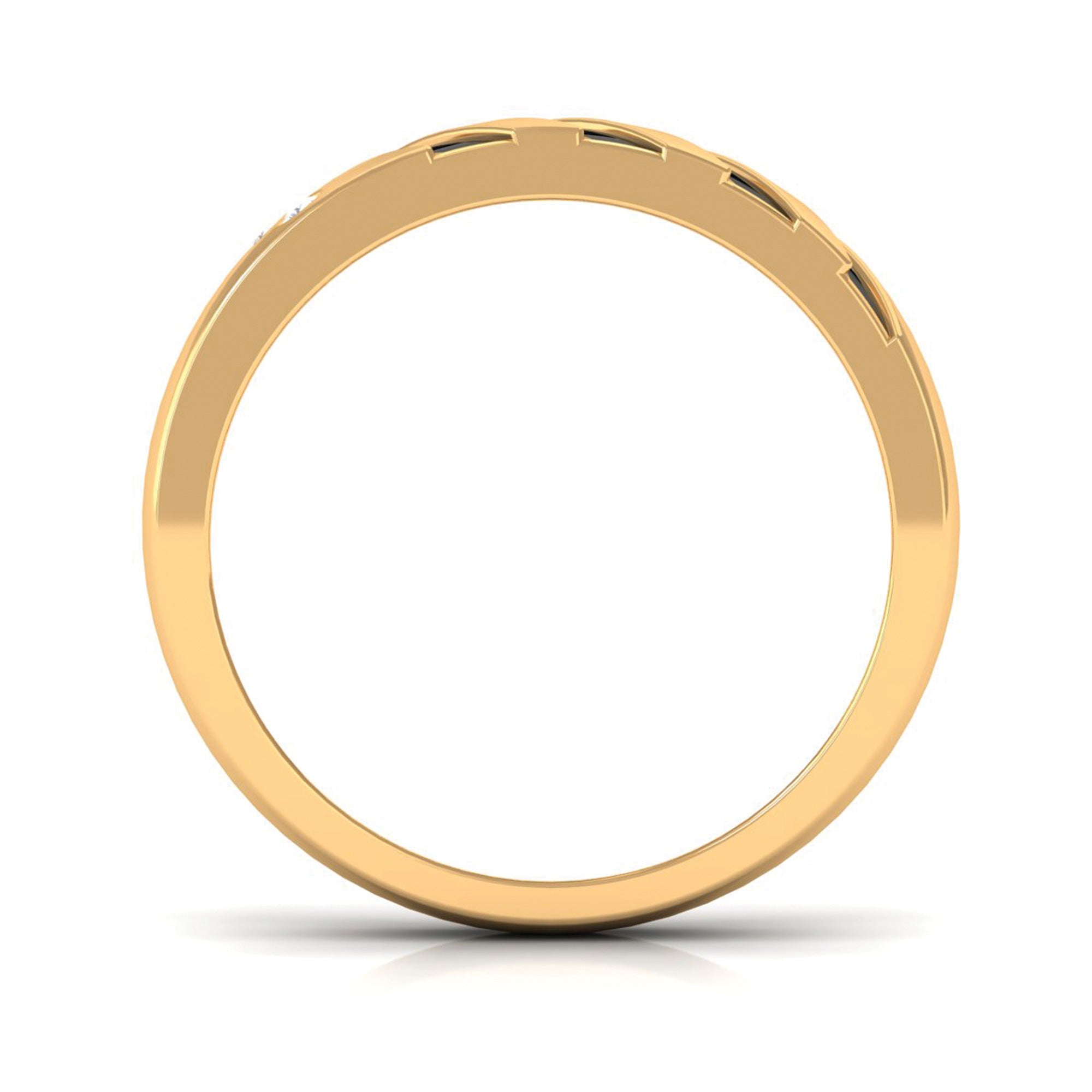 Real Diamond Enamel Band Ring in Flush Setting