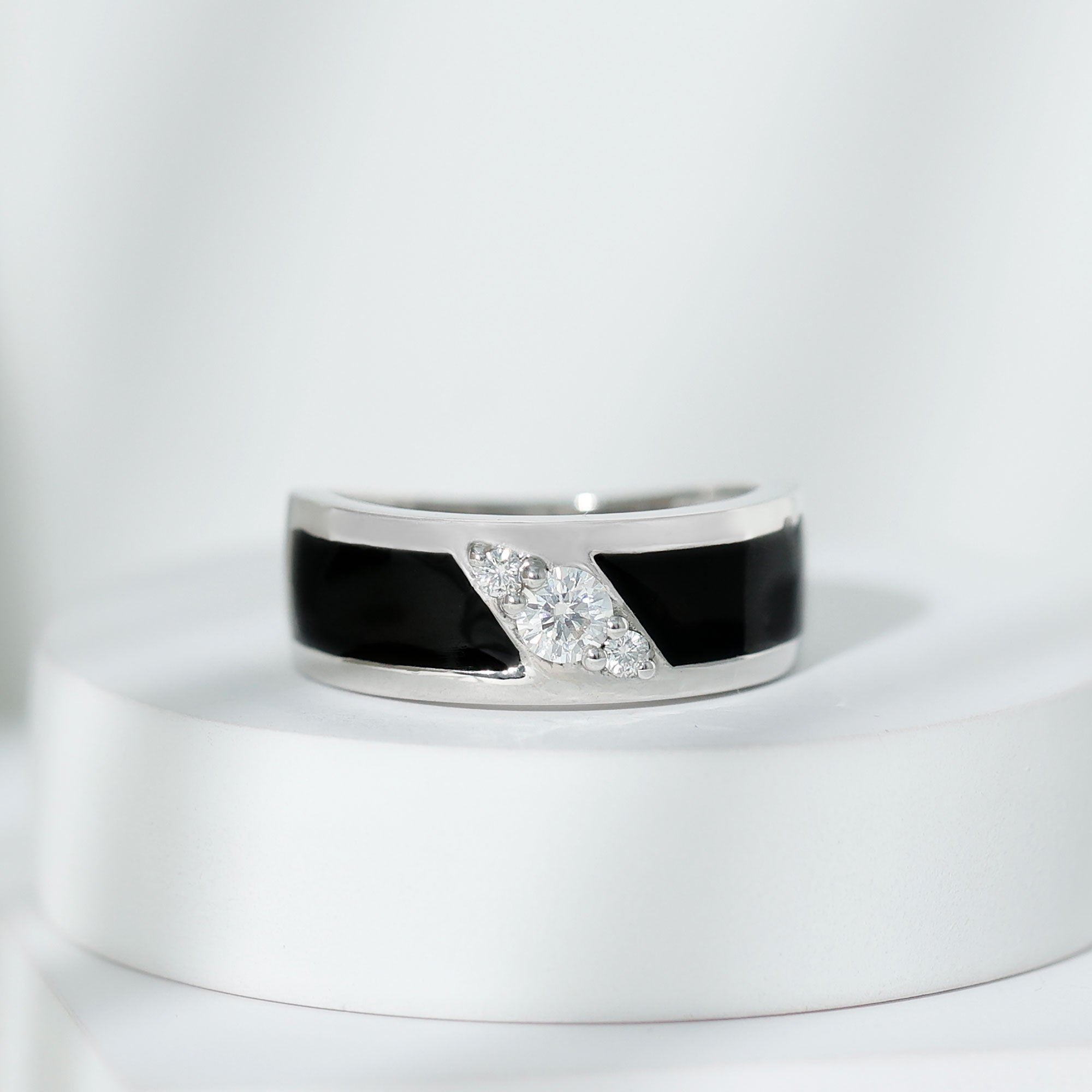 Classic Moissanite Mens Wedding Band Ring