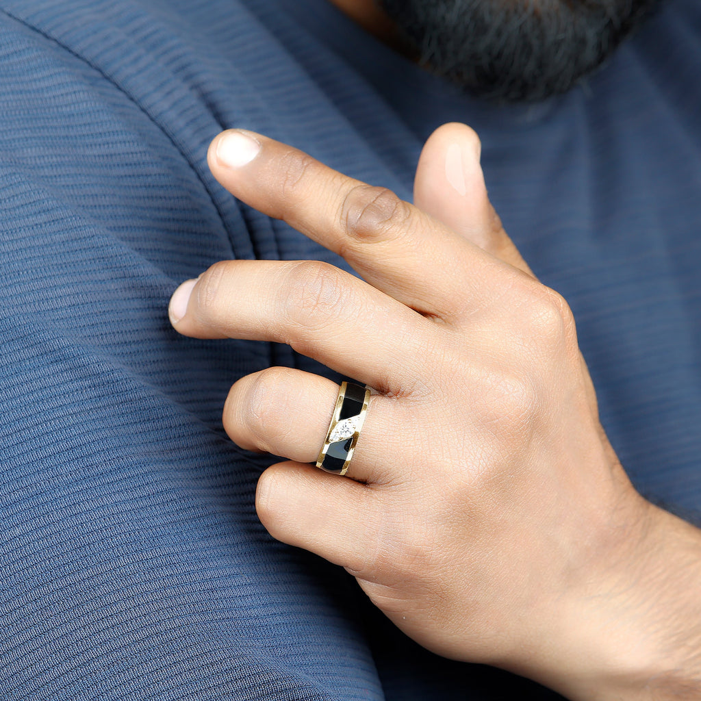 Classic Moissanite Mens Wedding Band Ring
