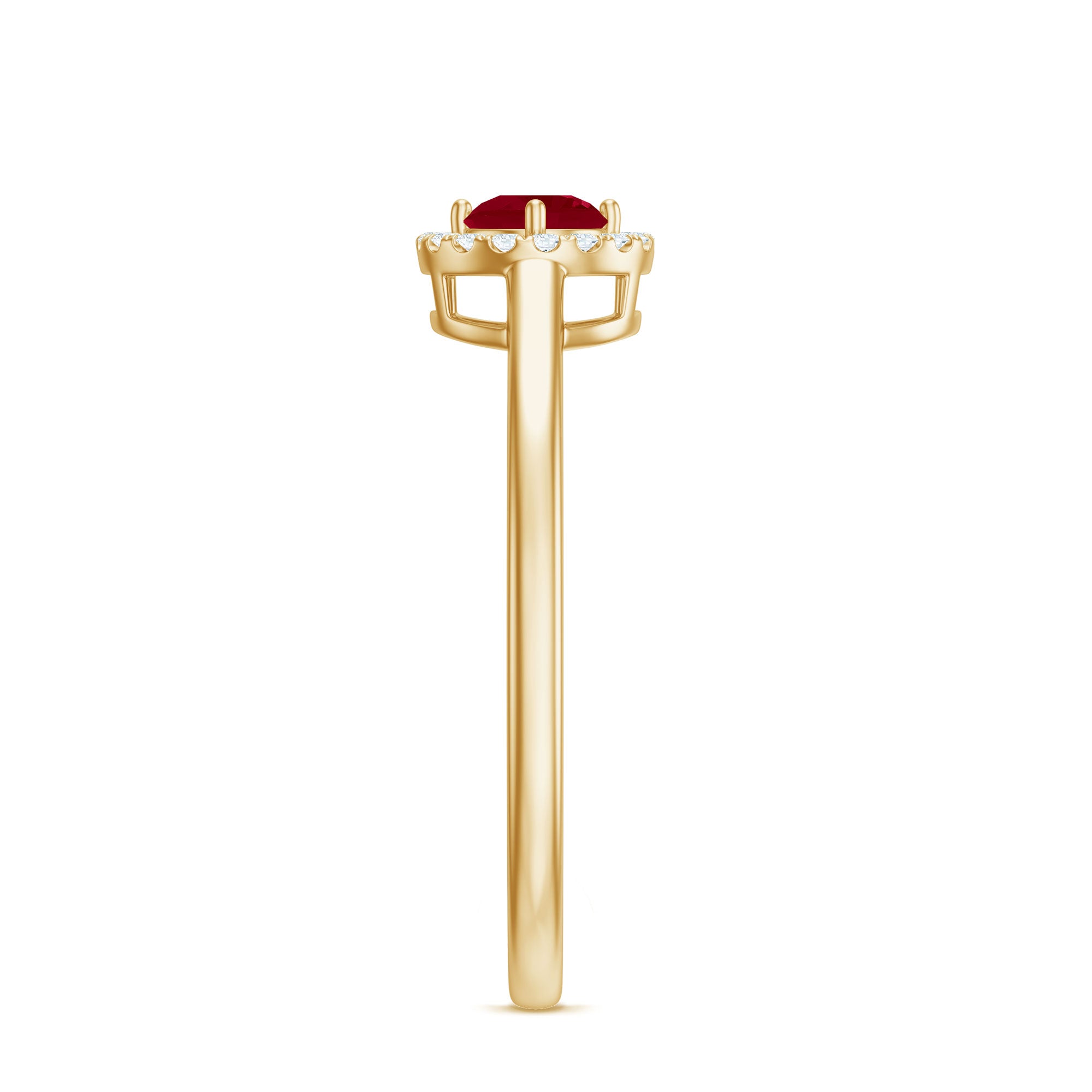 Real Ruby Promise Ring with Diamond Halo
