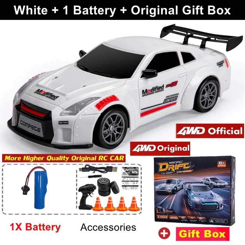 4WD Remote Control Drift Car - 1:24 Scale High-Speed Racing Car, 2.4G Radio, 20KM/H Mini RC Car for Boys & Teens