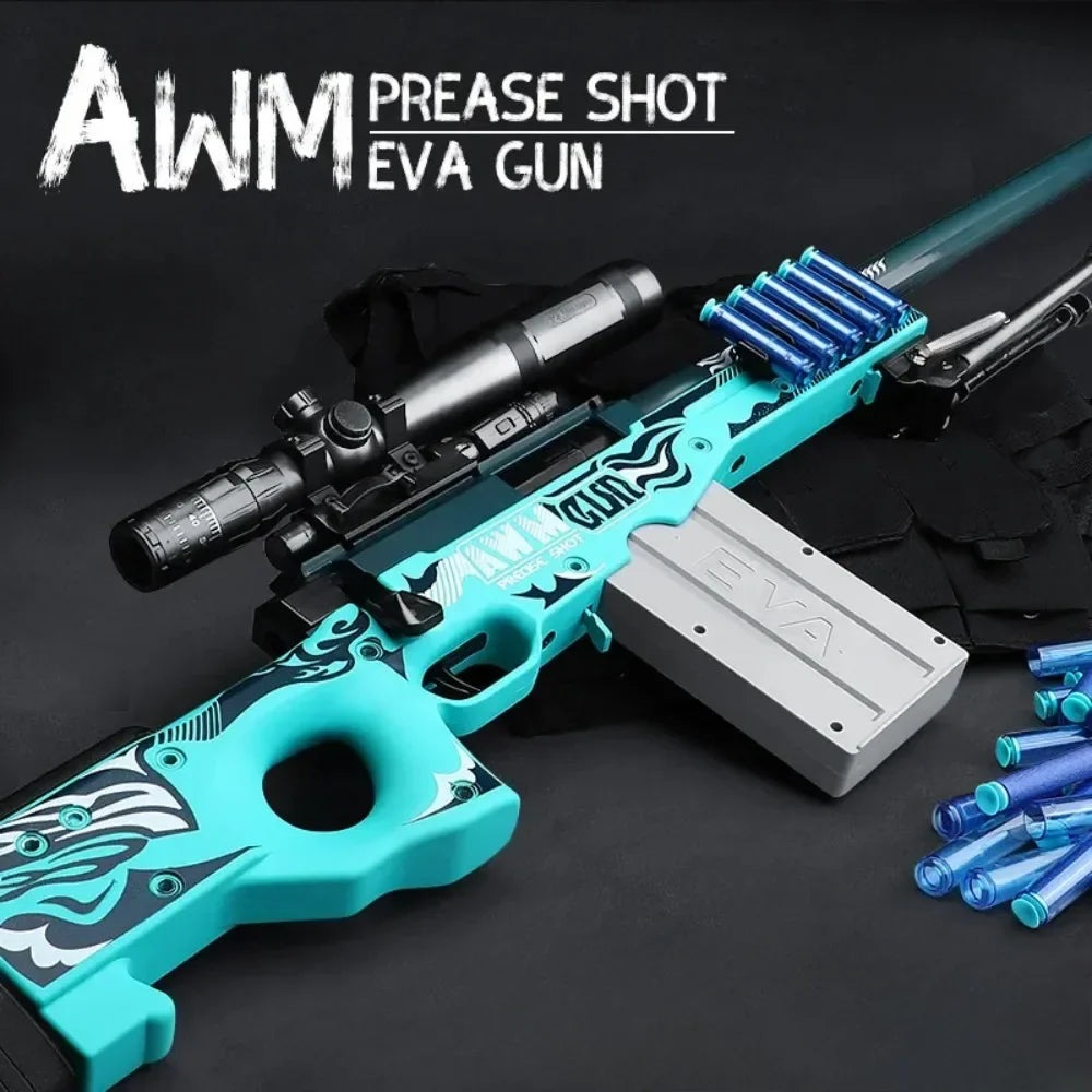 Soft Bullet Toy Sniper Rifle - Manually Loaded Toy Rifle for Outdoor CS Combat & Roleplay, Gift for Teens & Adults