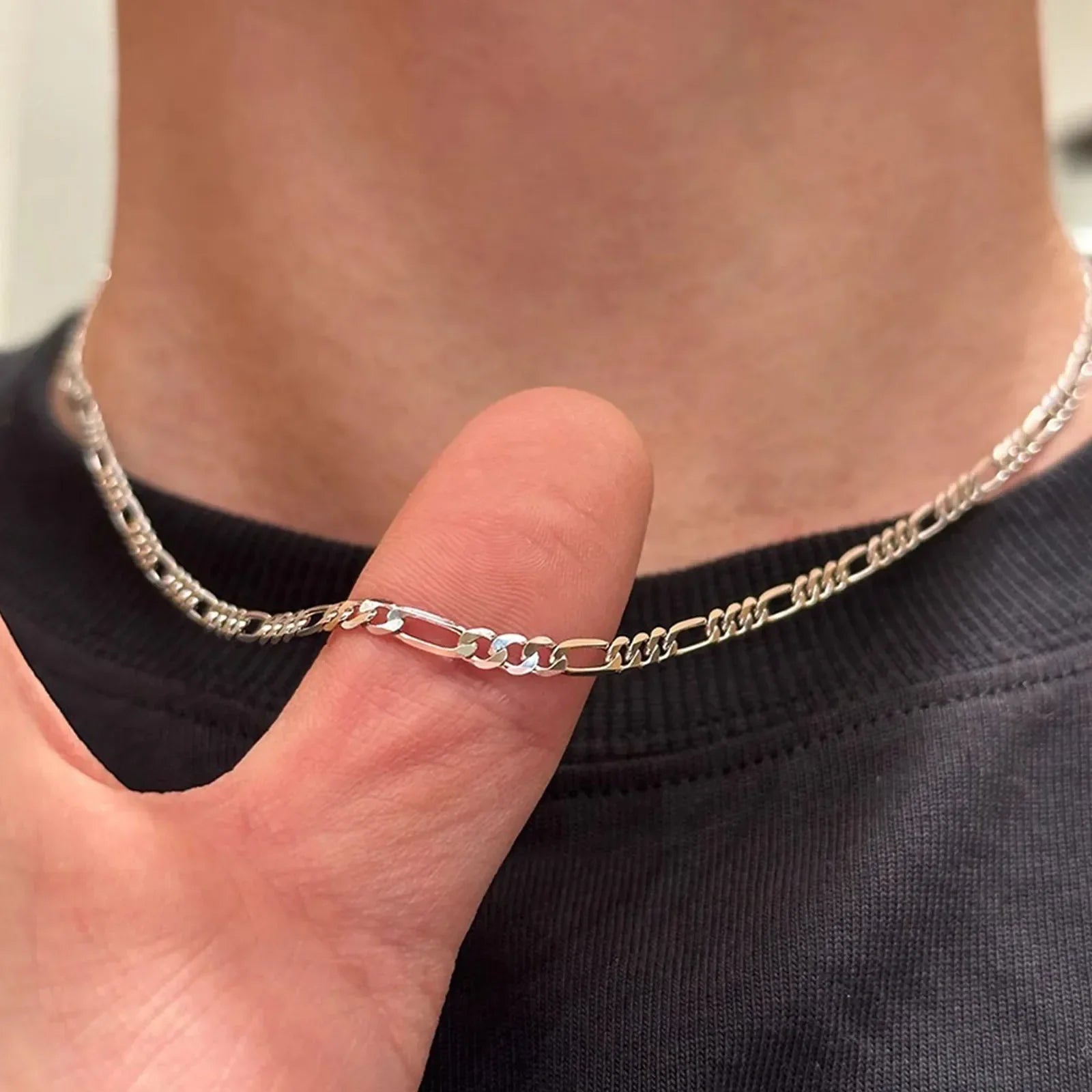 Fine Noble New Arrive 925 Silver 4MM Chain for Men Women Bracelet Necklace Jewelry Set Lady Christma Gifts Charms Wedding