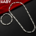 Noble new arrive 925 sterling silver 4MM chain for men Women Bracelet Necklace jewelry set lady Christma gifts charms wedding