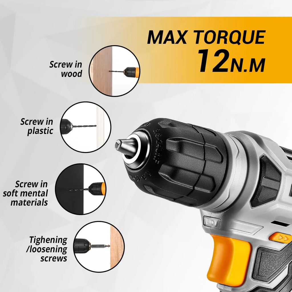 126-Piece Cordless Power Tool Combo Kit with 8V Drill, 10mm (3/8 in) Keyless Chuck — Home DIY Tool Set