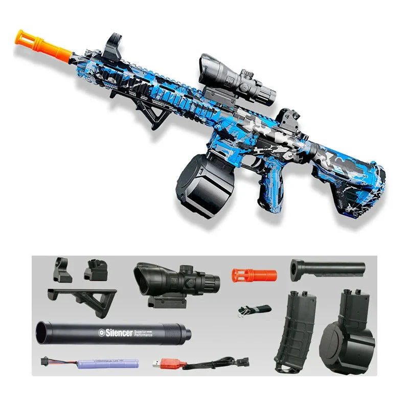 M416 Electric Gel Ball Blaster Toy Gun – Rechargeable Outdoor Shooting Toy for Kids & Adults, Sound and Light Effects