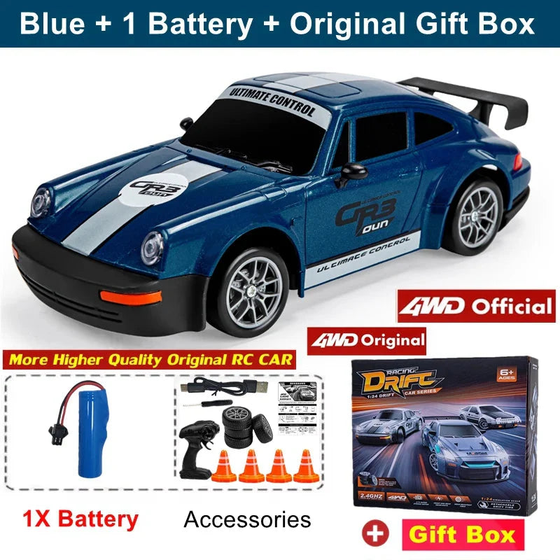 4WD Remote Control Drift Car - 1:24 Scale High-Speed Racing Car, 2.4G Radio, 20KM/H Mini RC Car for Boys & Teens