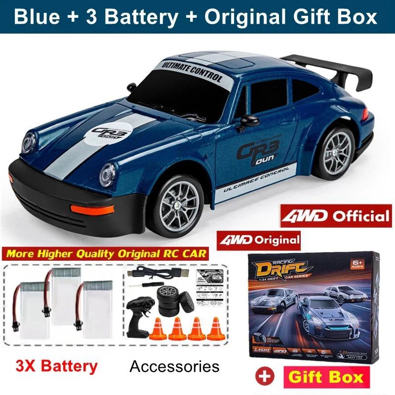 4WD Remote Control Drift Car - 1:24 Scale High-Speed Racing Car, 2.4G Radio, 20KM/H Mini RC Car for Boys & Teens