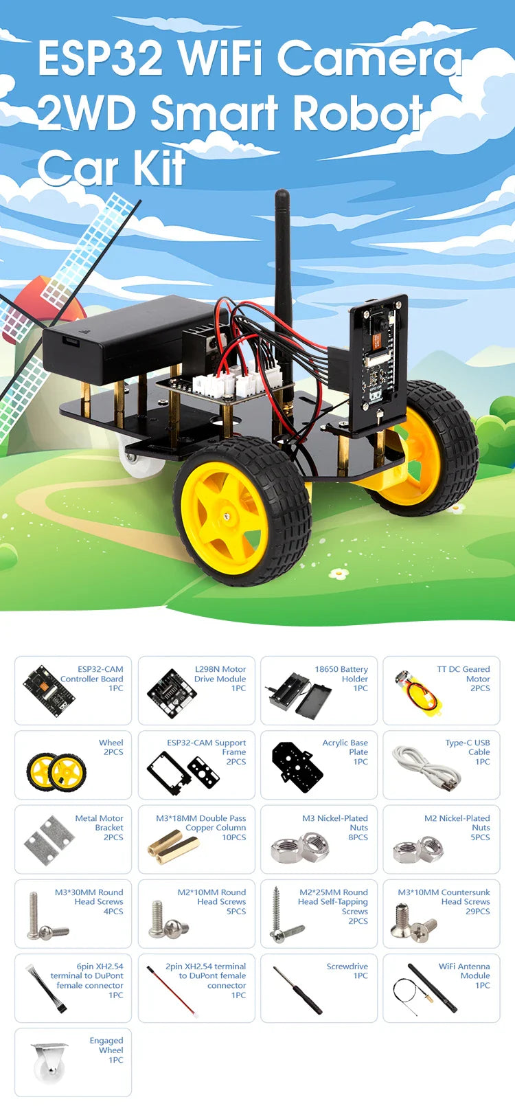 ESP32 Smart Robot Car Kit for Arduino & STEM