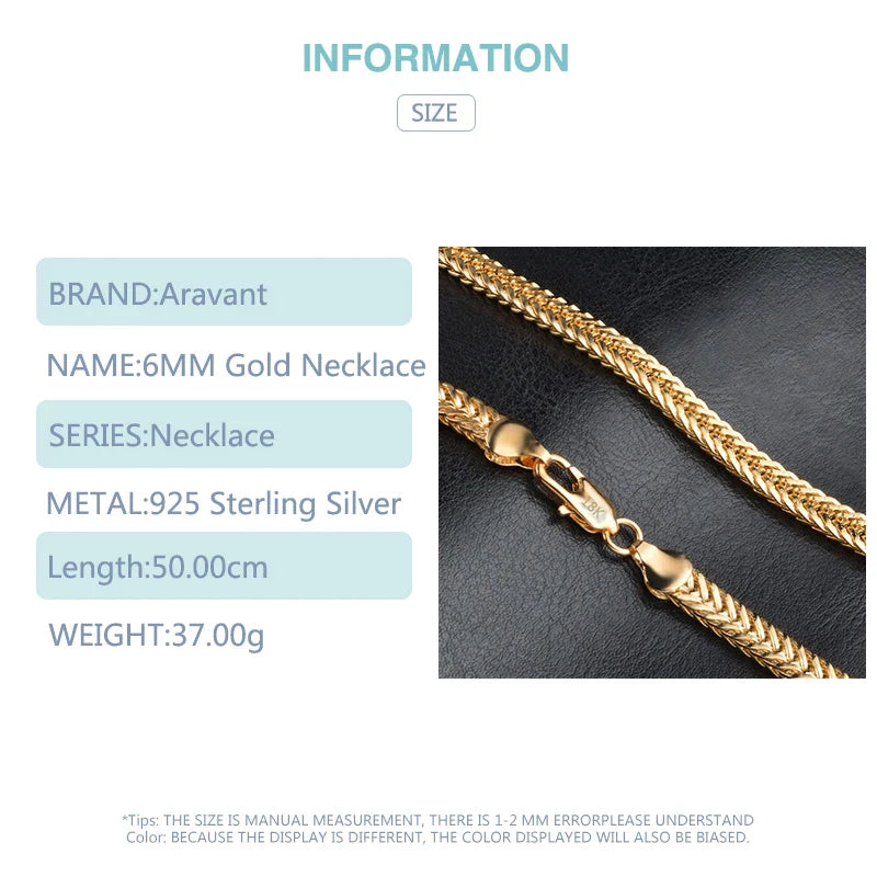 925 Silver 18K Gold Necklace Chains For Men Women Fashion Jewelry Accessories