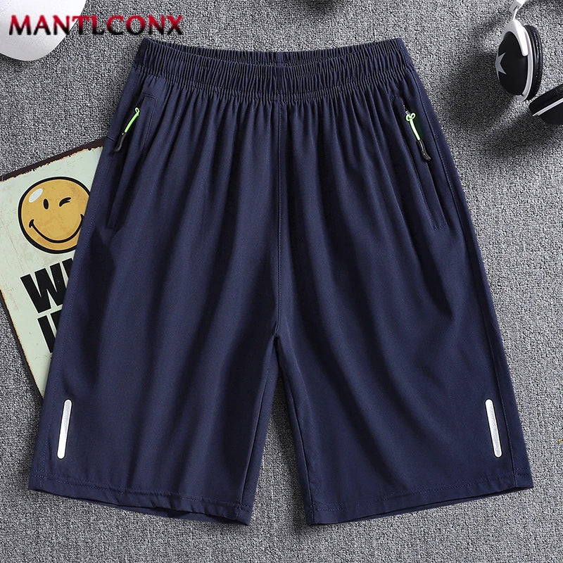 Men's Quick-Dry Gym & Running Shorts - Elastic Waist, Zipper Pockets, Breathable Workout Shorts (M-4XL)