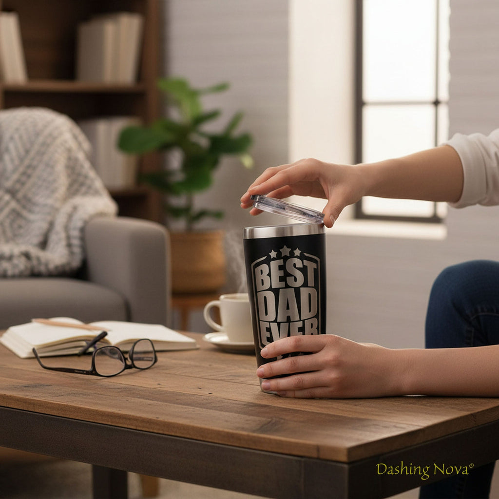 Personalized Best Dad Ever Nutrition Facts Tumbler 20oz Stainless Steel Father's Day Gift