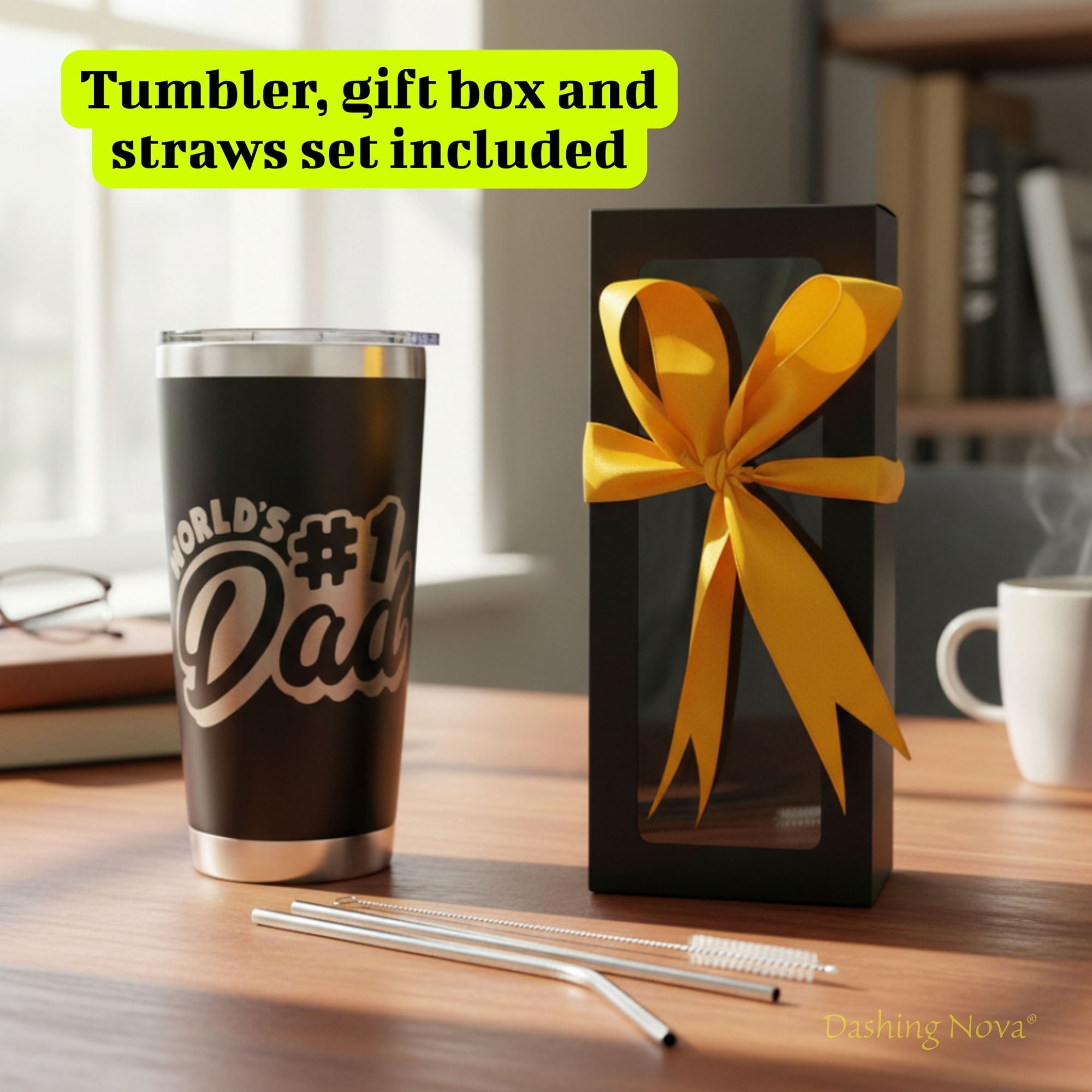 Personalized Best Dad Ever Nutrition Facts Tumbler 20oz Stainless Steel Father's Day Gift