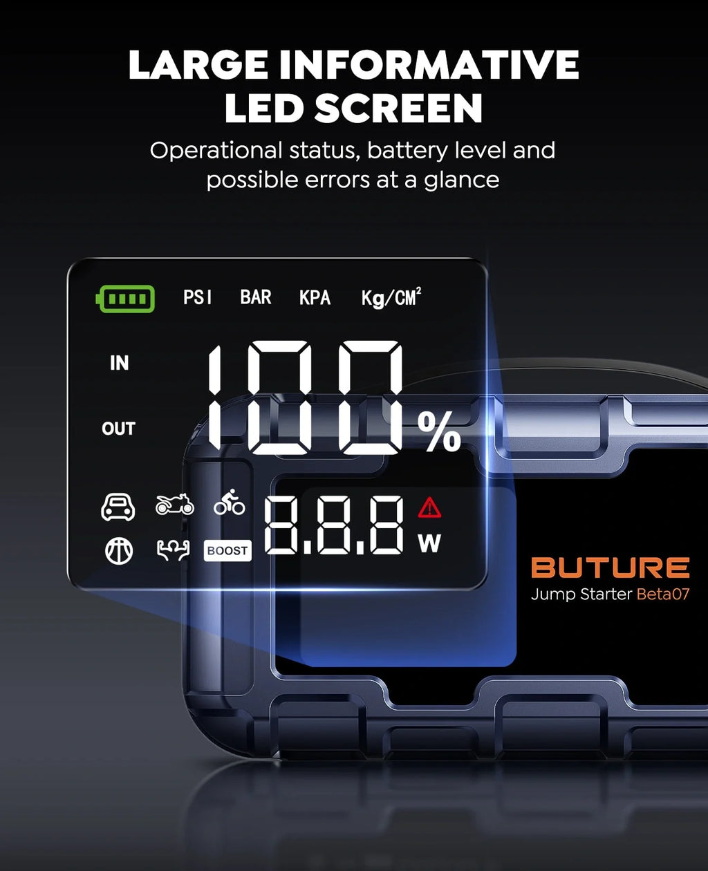 【Best Seller】Buture Beta07 Car Jump Starter 6000A With 160PSI Air Compressor